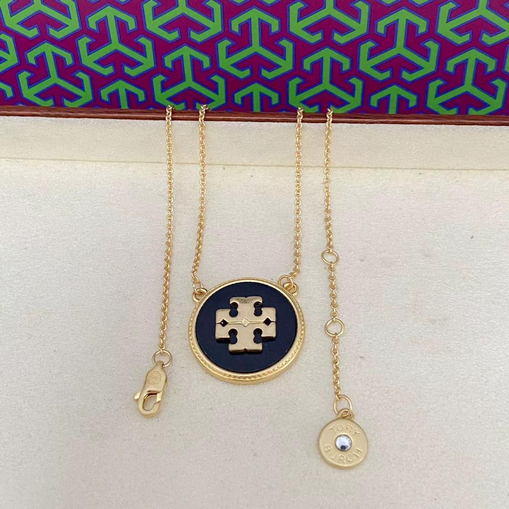 Tory Burch Vintage Inlaid Enamel Letter Necklace